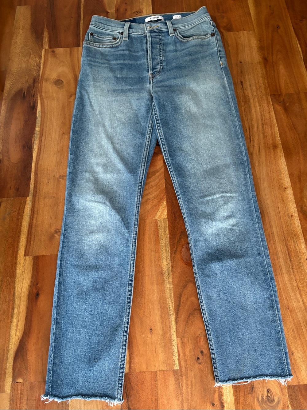 RE/DONE 90s High Rise Ankle Crop Button Fly Jeans Light Wash - Size 25